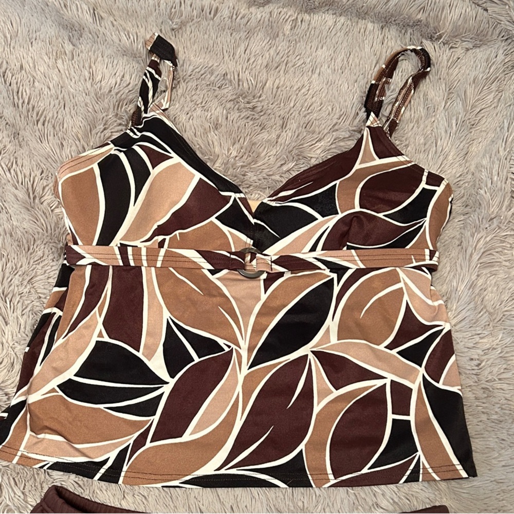 Elegant Leaf Print Swim Suit